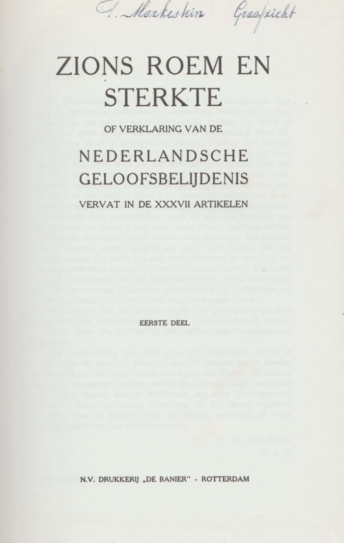 Rotterdam, Arnoldus: Sions roem en sterkte. Verklaring van de Nederlandse geloofsbelijdenis