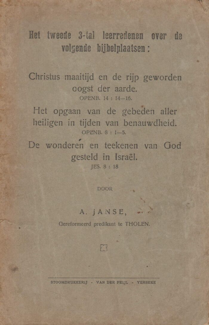 Jansen, ds. A.: Het tweede 3-tal leerredenen