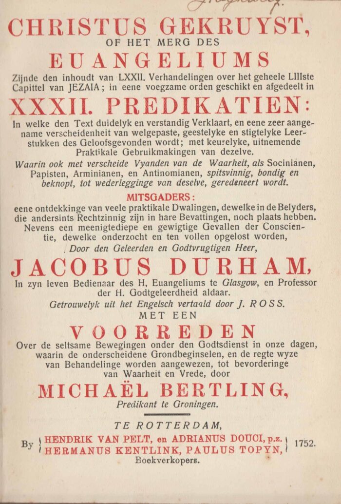 Durham, Jacobus: Christus gekruist of het merg des Evangelies